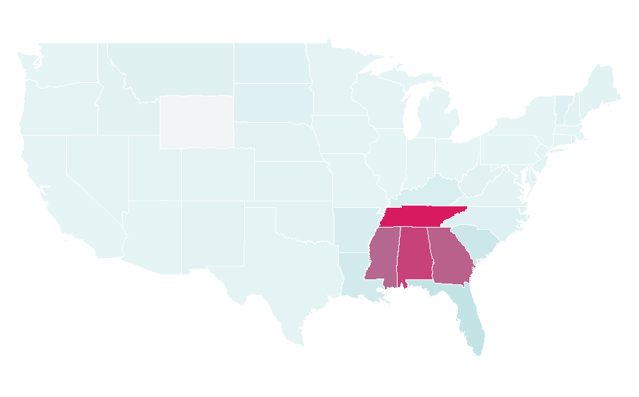 Affinity by region — Krystal (restaurant), United States