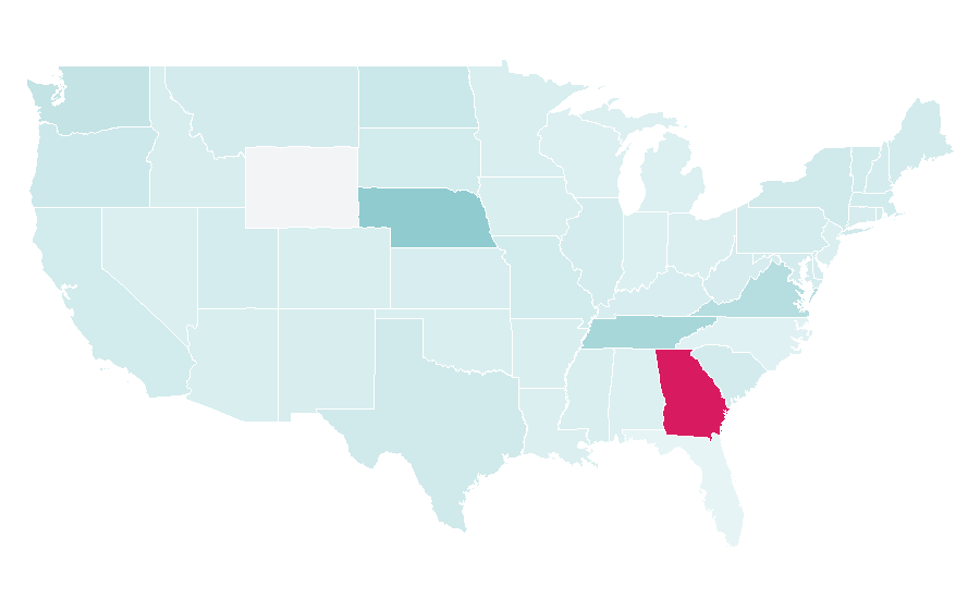 Affinity by region — Kurdish languages, United States