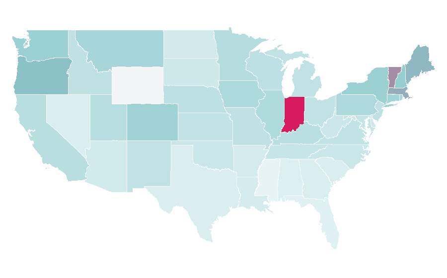 Affinity by region — Kurt Vonnegut, United States