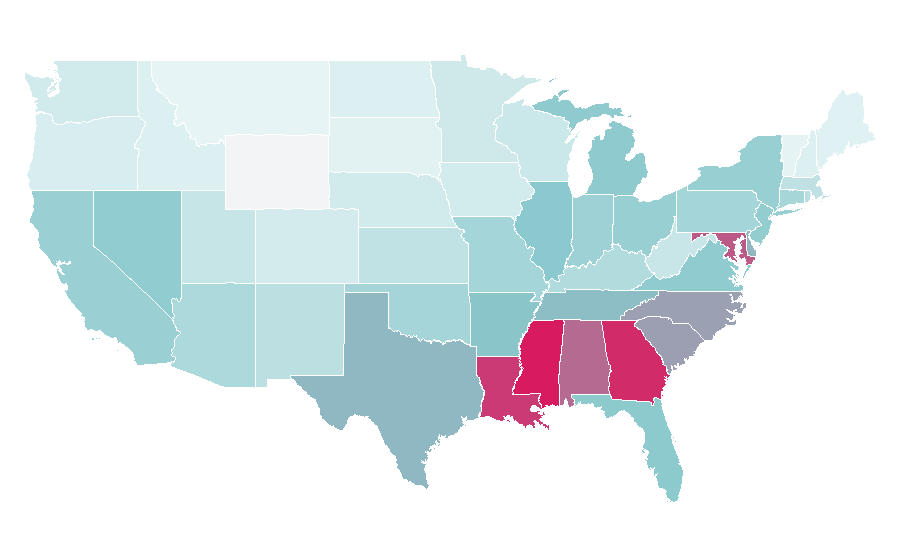 Affinity by region — La Toya Jackson, United States