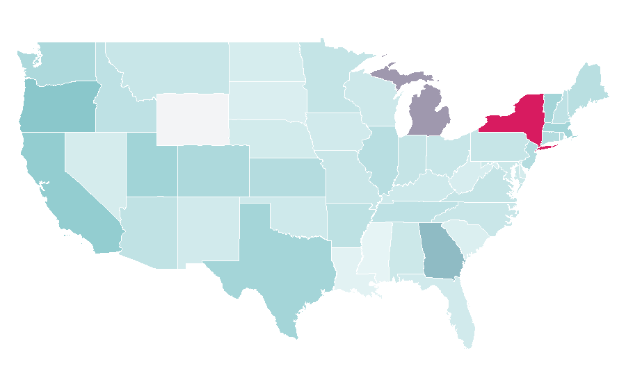Affinity by region — Lady Bird (film), United States