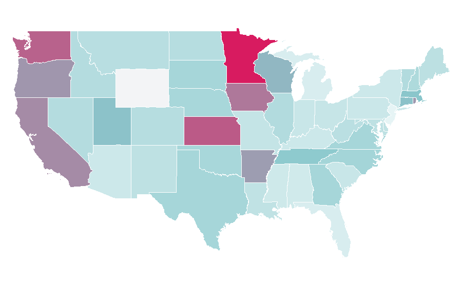 Affinity by region — Lao language, United States