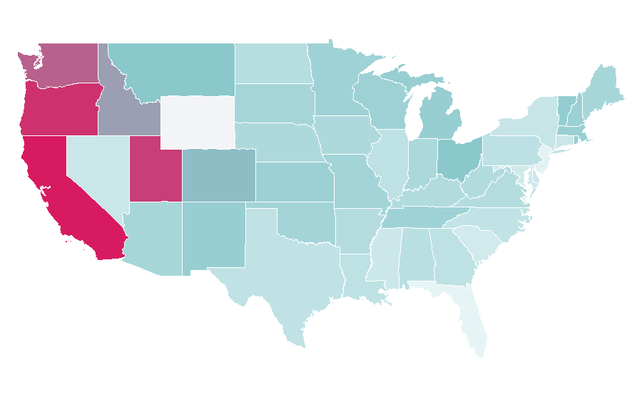 Affinity by region — Laser cutting, United States