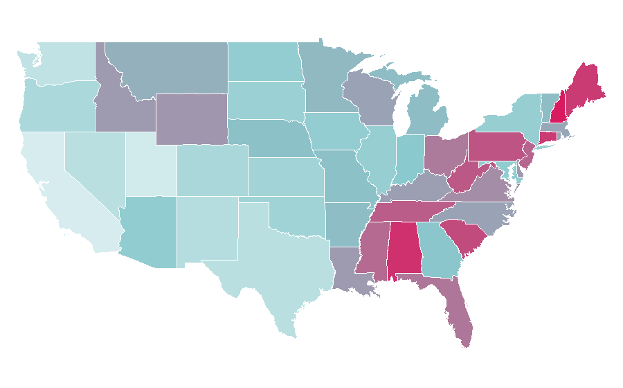 Affinity by region — Laura Ingraham, United States