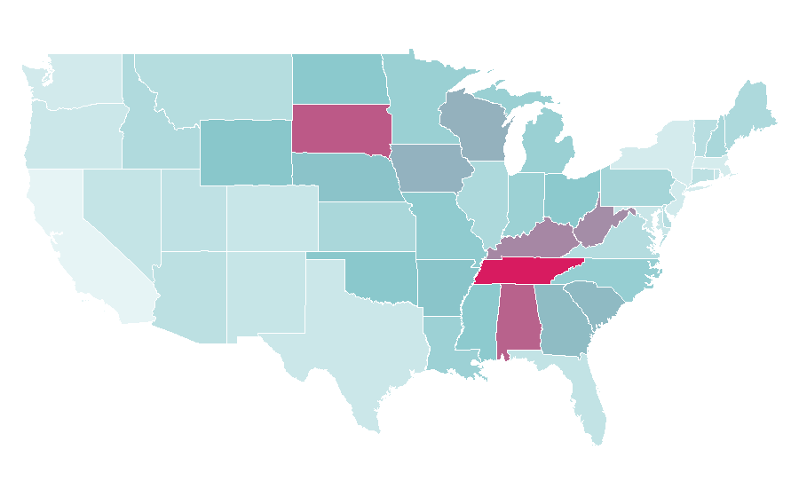Affinity by region — Lauren Alaina, United States