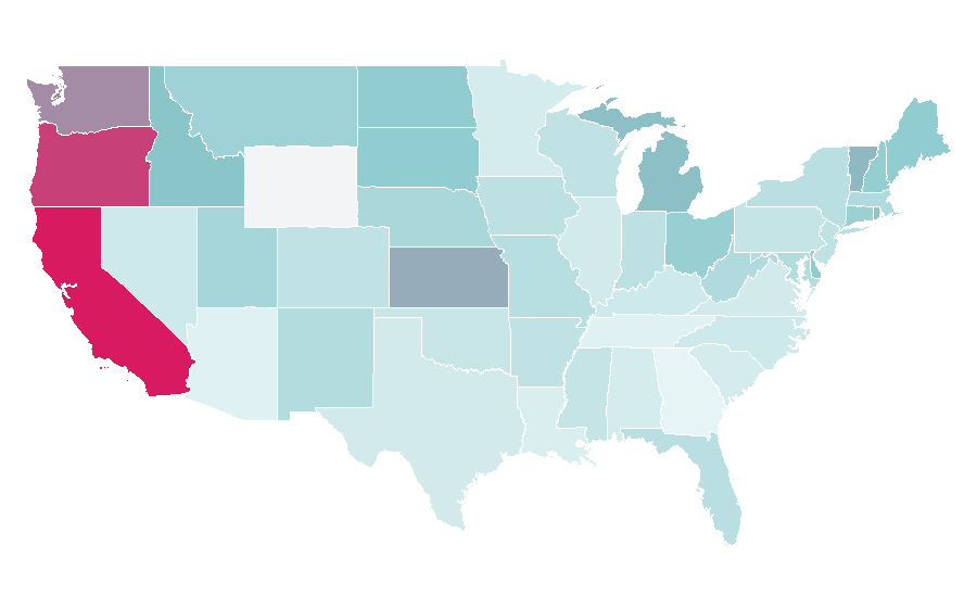 Affinity by region — Lavandula, United States