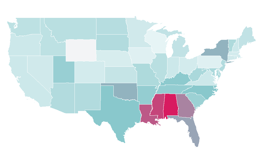 Affinity by region — Learning to read, United States
