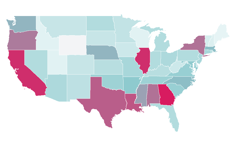 Affinität nach Region — LED lamp, USA