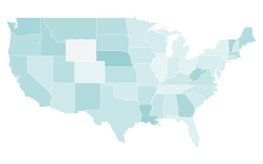 Affinité par région — Legislature, États-Unis