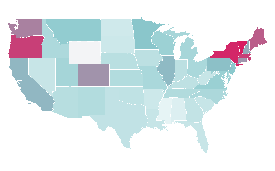 Affinity by region — Lena Dunham, United States