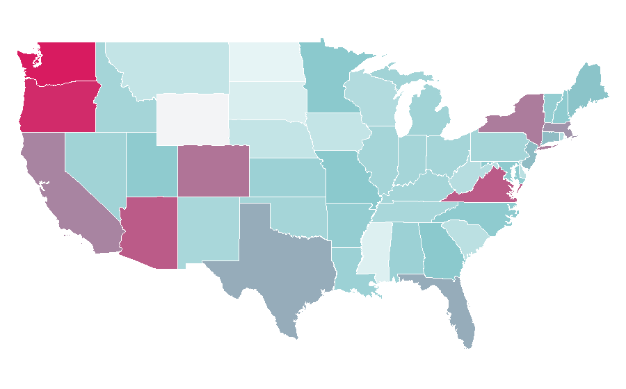 Affinität nach Region — Lens (optics), USA