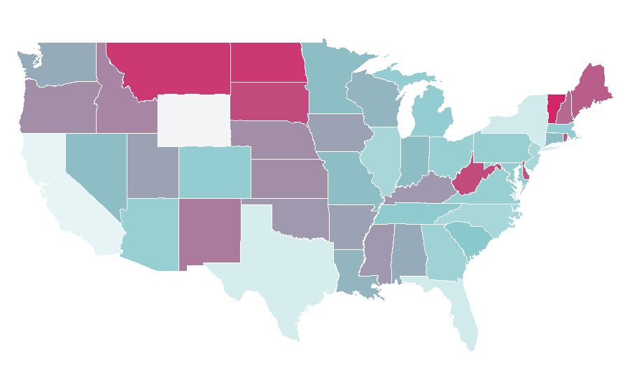 Affinity by region — Lesbian Pride, United States
