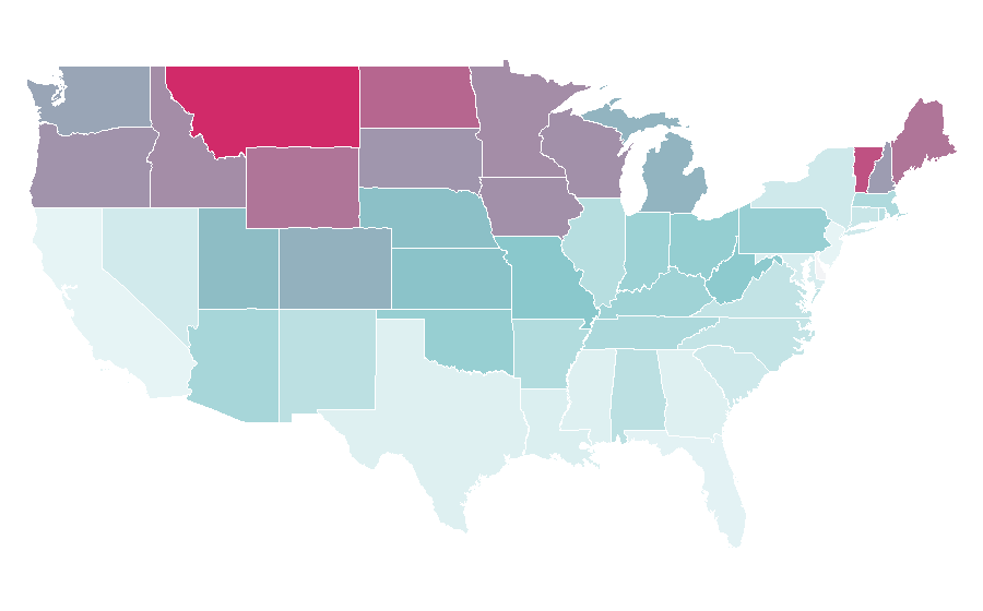 Affinity by region — Letterkenny (TV series), United States