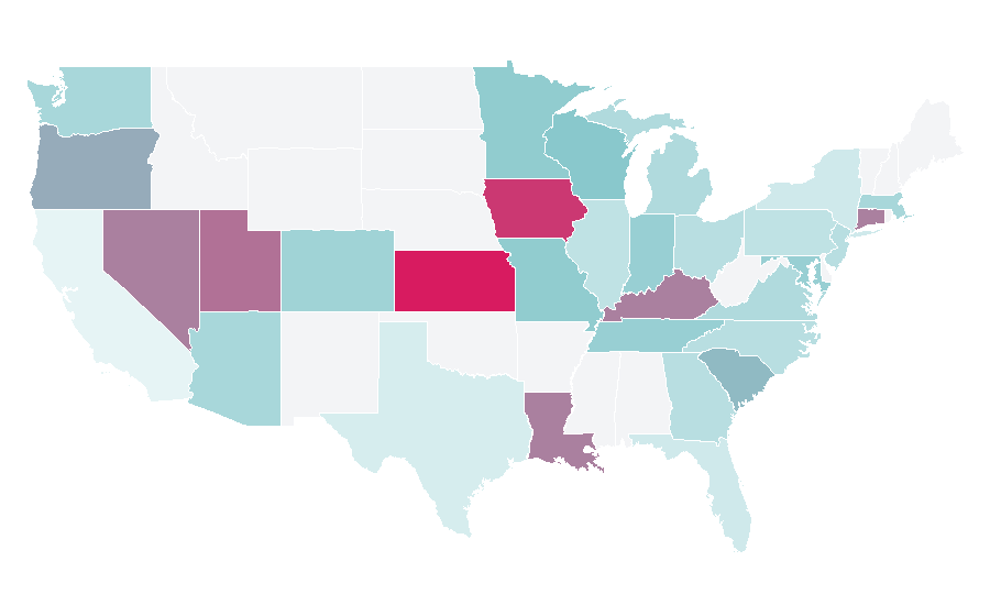 Affinity by region — LGBT in the United States, United States