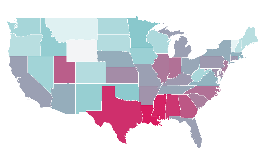 Affinity by region — Light Blue (fragrance), United States