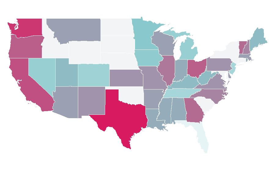 Affinität nach Region — Light-emitting diode, USA