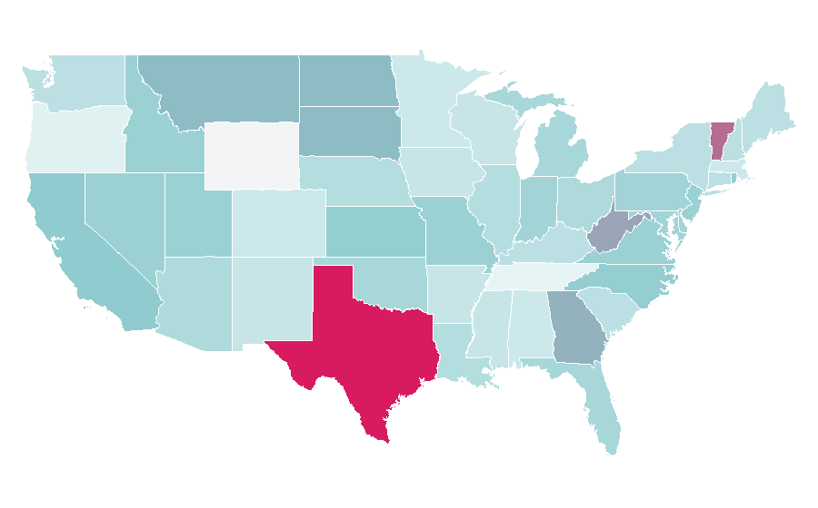 Affinity by region — Like button, United States