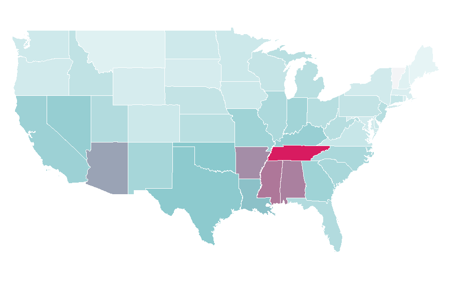 Affinity by region — Lisa Marie Presley, United States