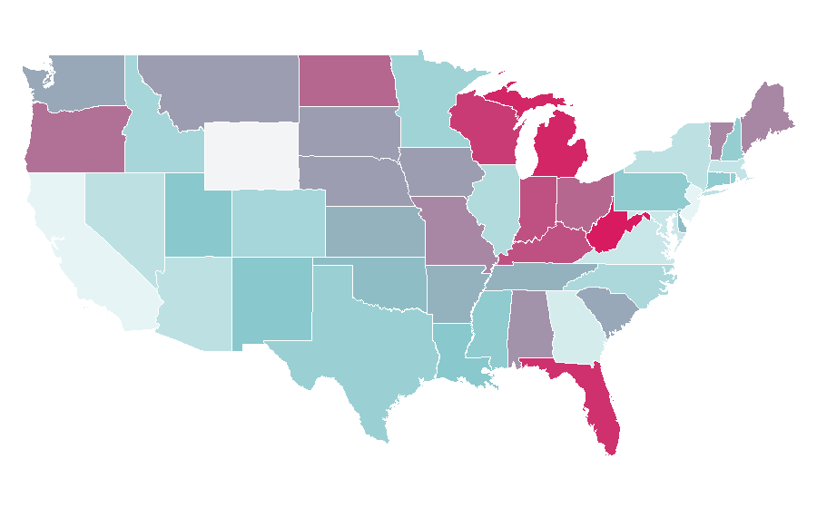 Affinity by region — Live rock, United States