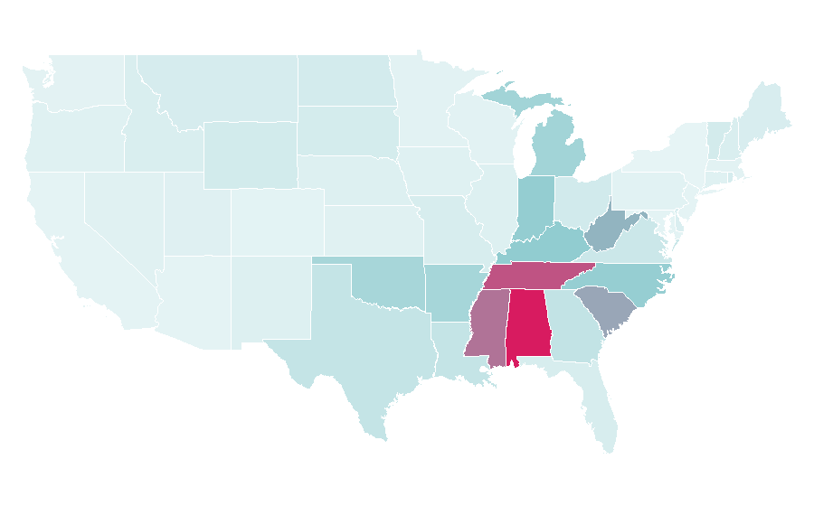 Affinity by region — Logan's Roadhouse, United States