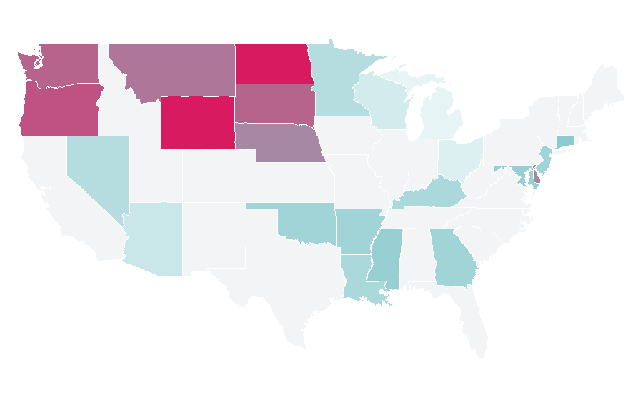 Afinidad por región — Long-distance running, Estados Unidos
