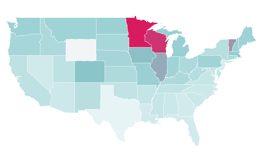 Affinity by region — Long underwear, United States