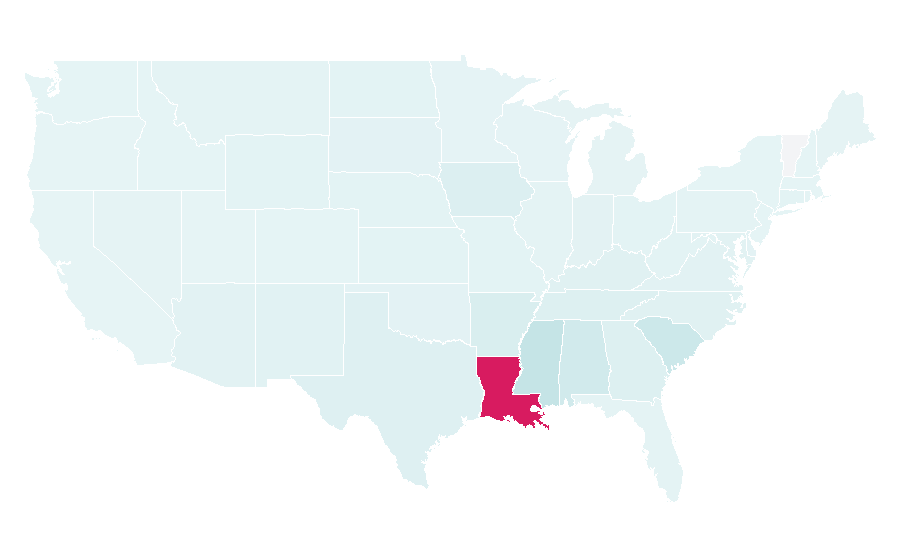 Affinity by region — LSU Lady Tigers basketball, United States