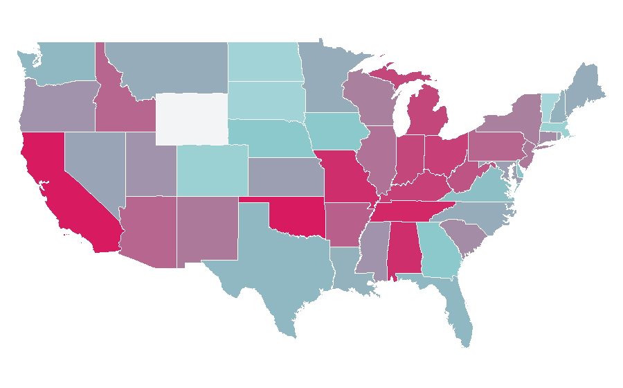 Affinity by region — Lucille Ball, United States
