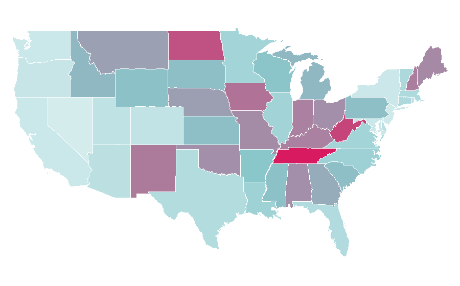 Affinity by region — Luke Bryan, United States