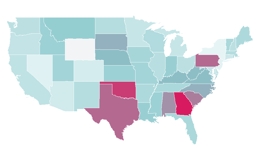 Affinity by region — Lyric poetry, United States