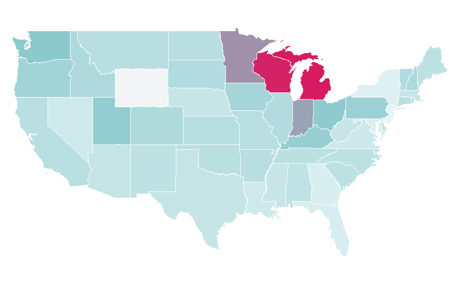 Affinität nach Region — Machining, USA