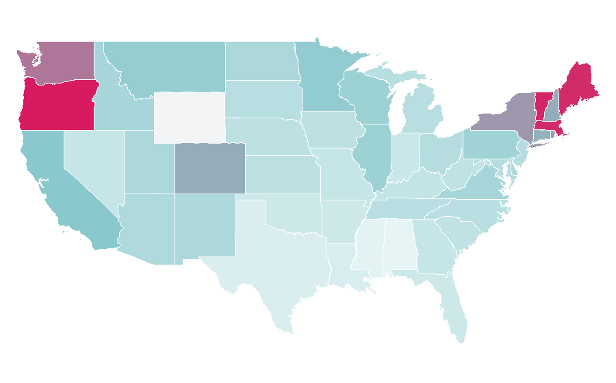 Affinity by region — Macrobiotic diet, United States