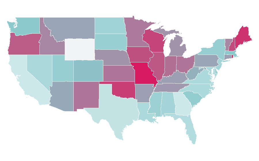 Affinity by region — Mad About You, United States