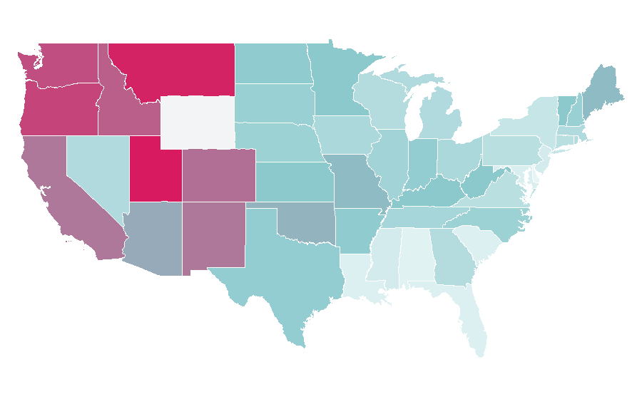 Affinity by region — Mad Max: Fury Road, United States