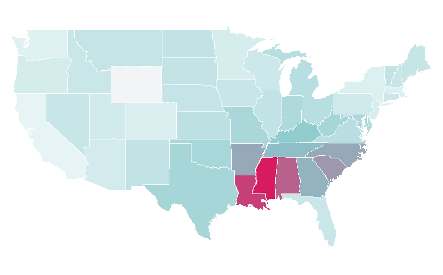 Afinidad por región — Madea's Class Reunion, Estados Unidos
