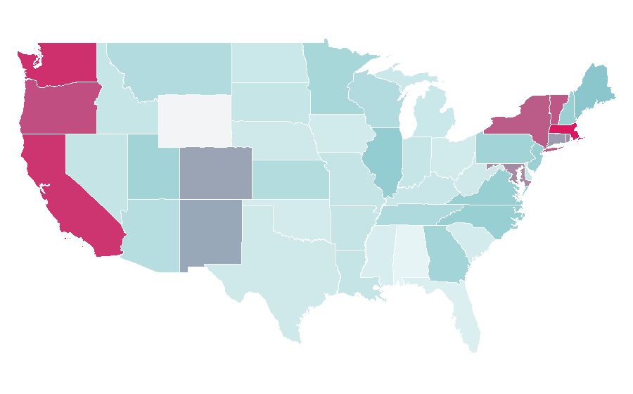 Affinity by region — Magic realism, United States