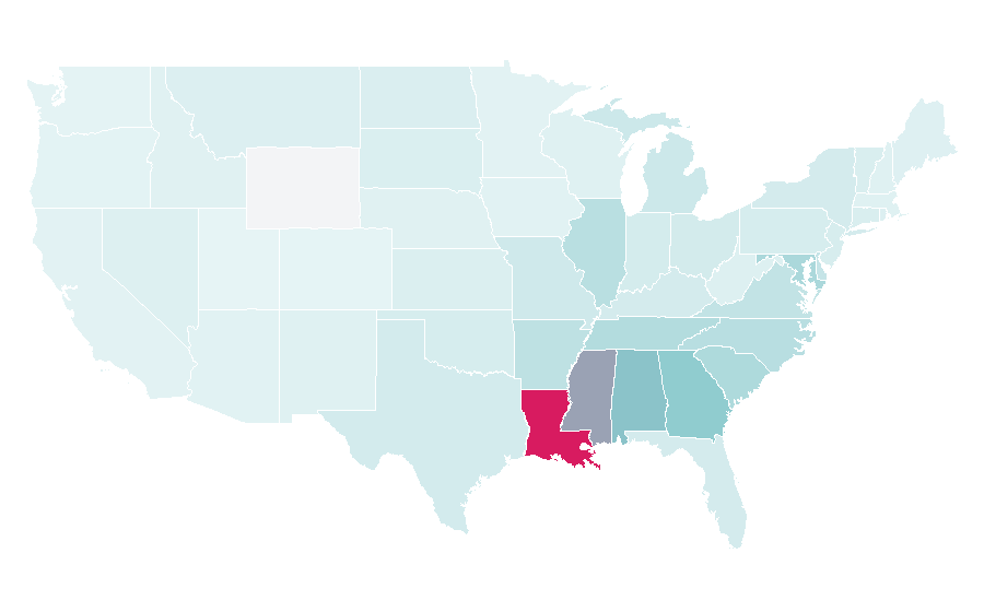 Affinity by region — Mahalia Jackson, United States