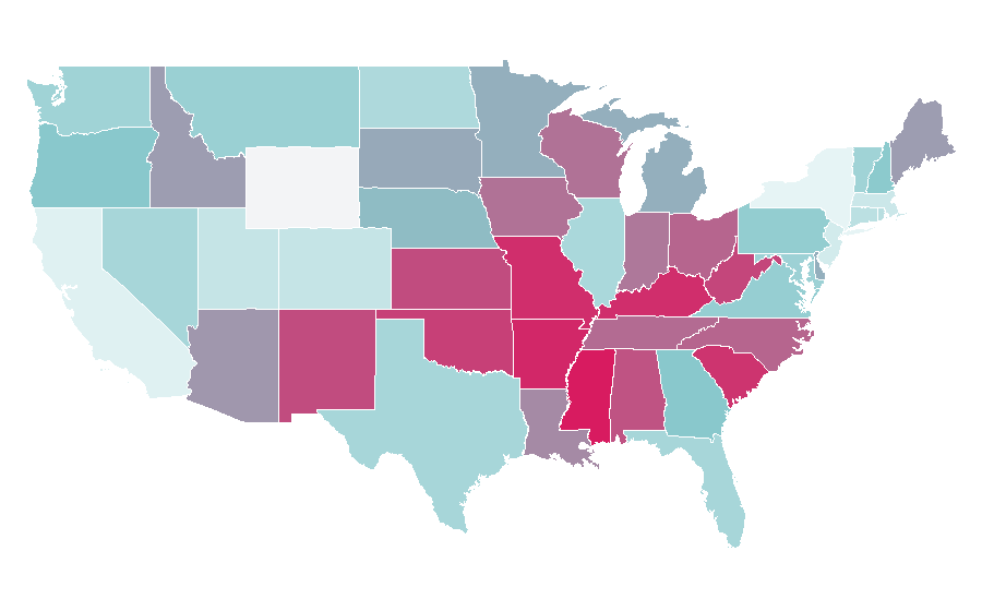 Affinity by region — Major Crimes, United States