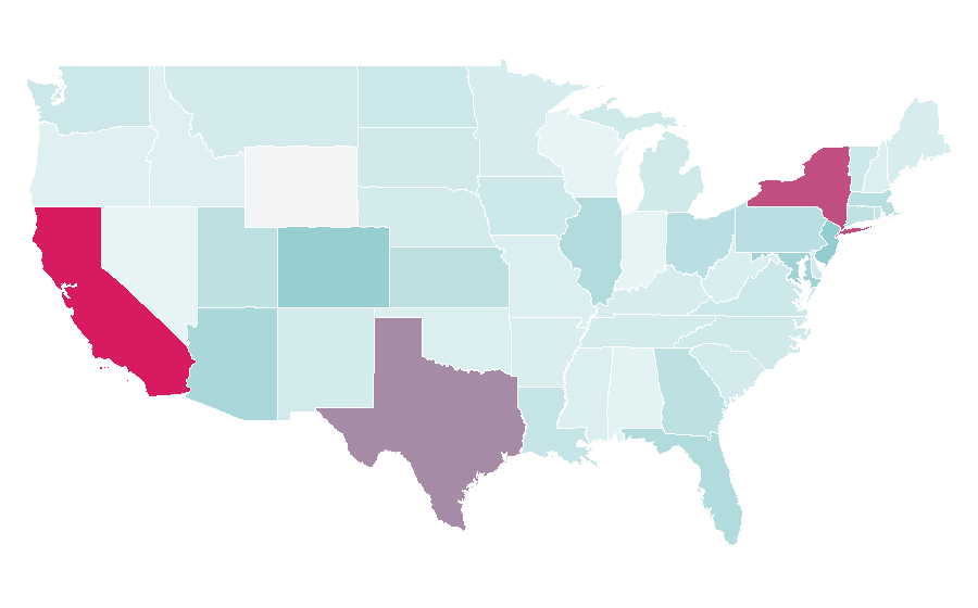 Affinité par région — Make-up artist, États-Unis