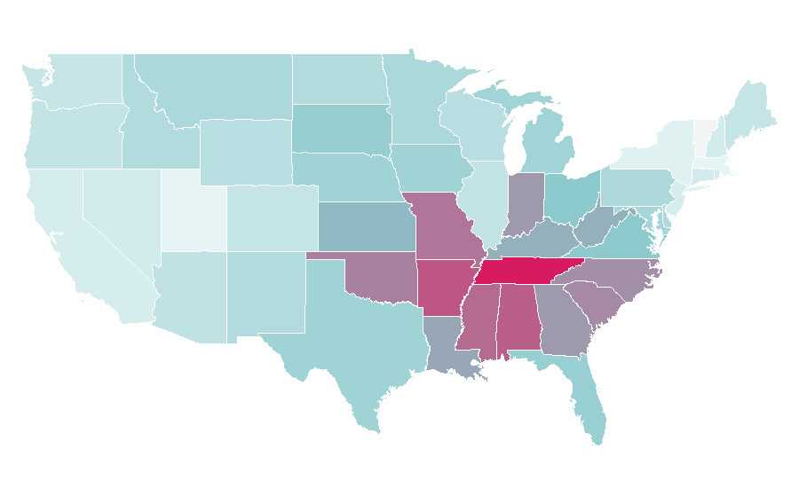 Affinity by region — Mandisa, United States