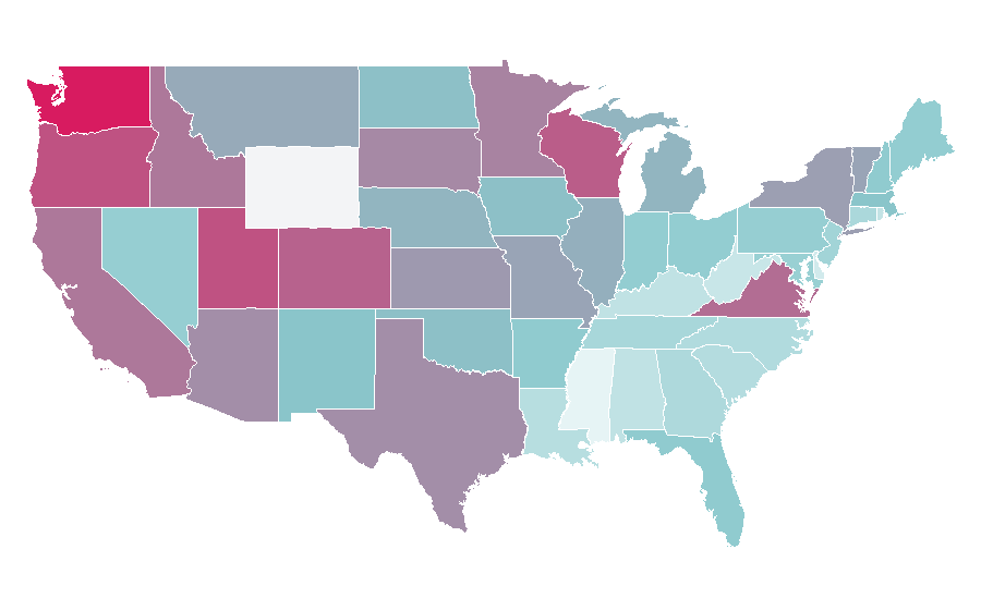 Affinity by region — Map, United States