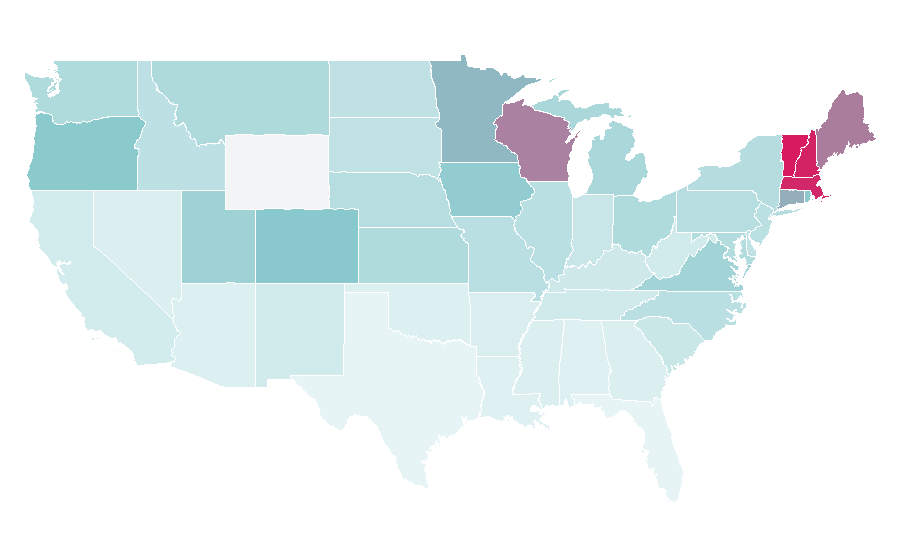 Affinity by region — MapMyRun, United States