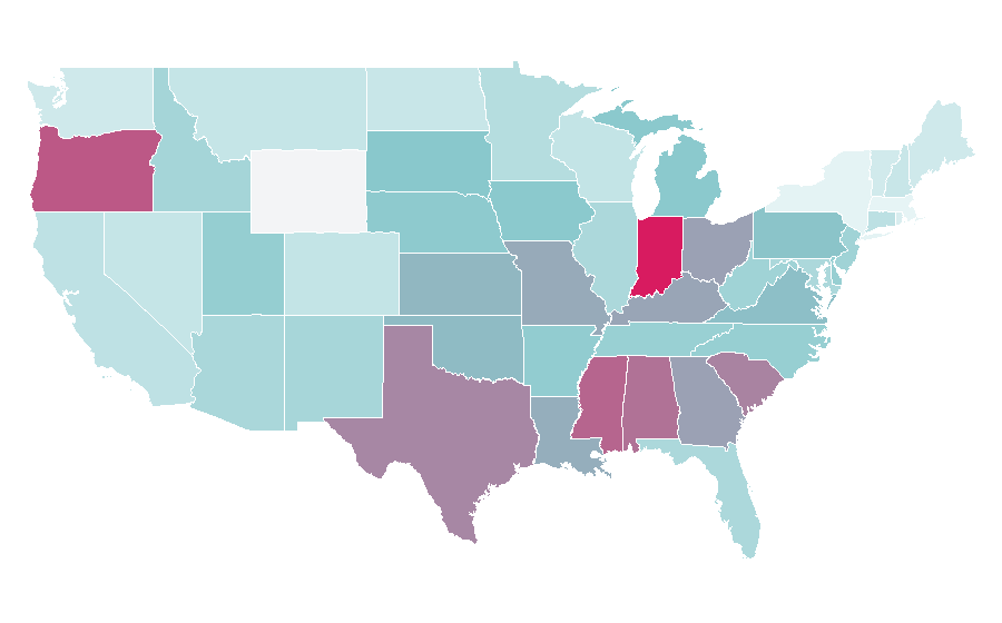 Affinity by region — Marching band, United States