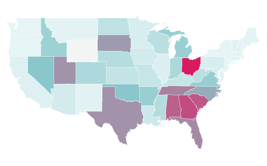 Affinité par région — Marco's Pizza, États-Unis