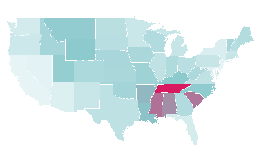 Affinity by region — Marcus King, United States