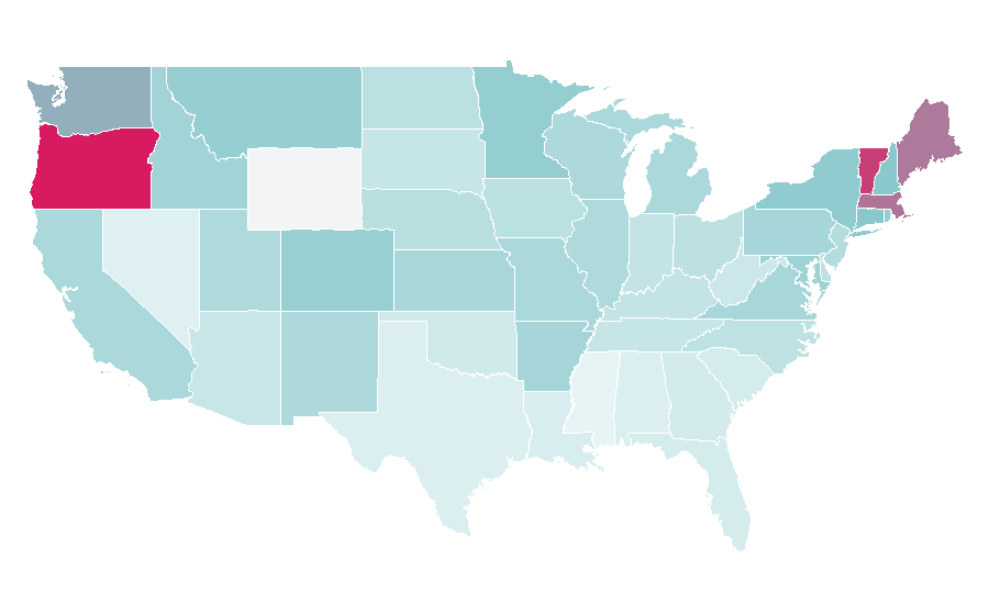 Affinity by region — Margaret Atwood, United States