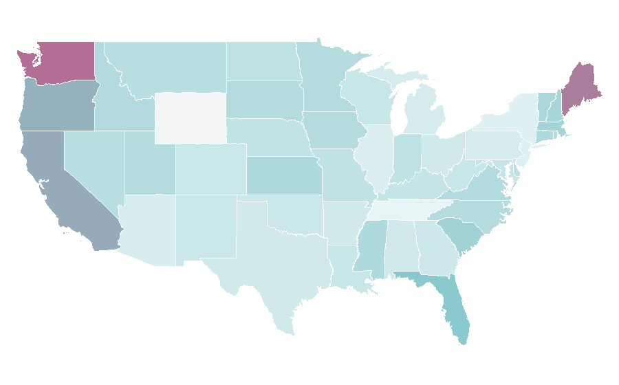 Affinité par région — Marine mammal, États-Unis