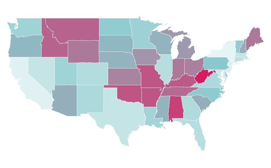 Affinity by region — Mark Harmon, United States