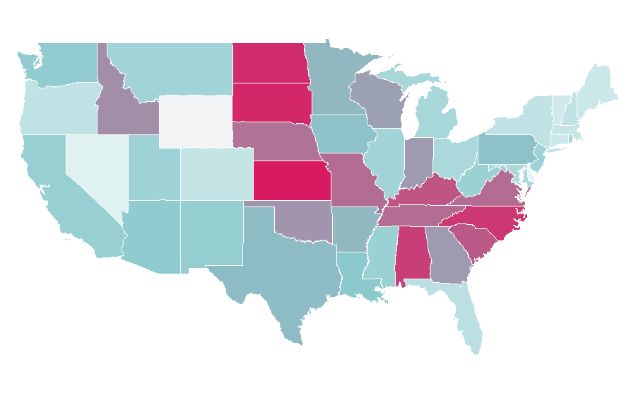 Affinity by region — Martin Luther, United States