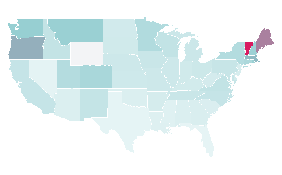 Affinity by region — Mary Oliver, United States